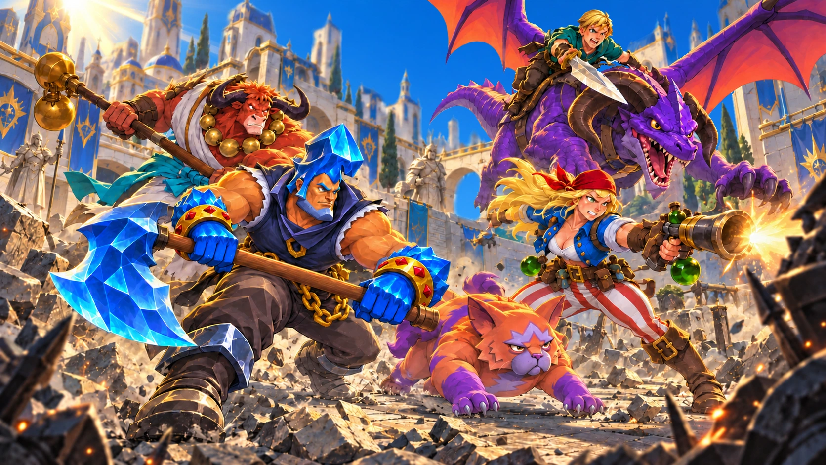 Ace, Bo, Caprice, Moxie and Bastion defending the citadel